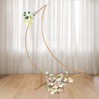 6.5ft Gold Metal Crescent Moon Wedding Arch Backdrop Stand, Curved Arbor Floral Balloon Frame with Sturdy Base - Bell Racket Store