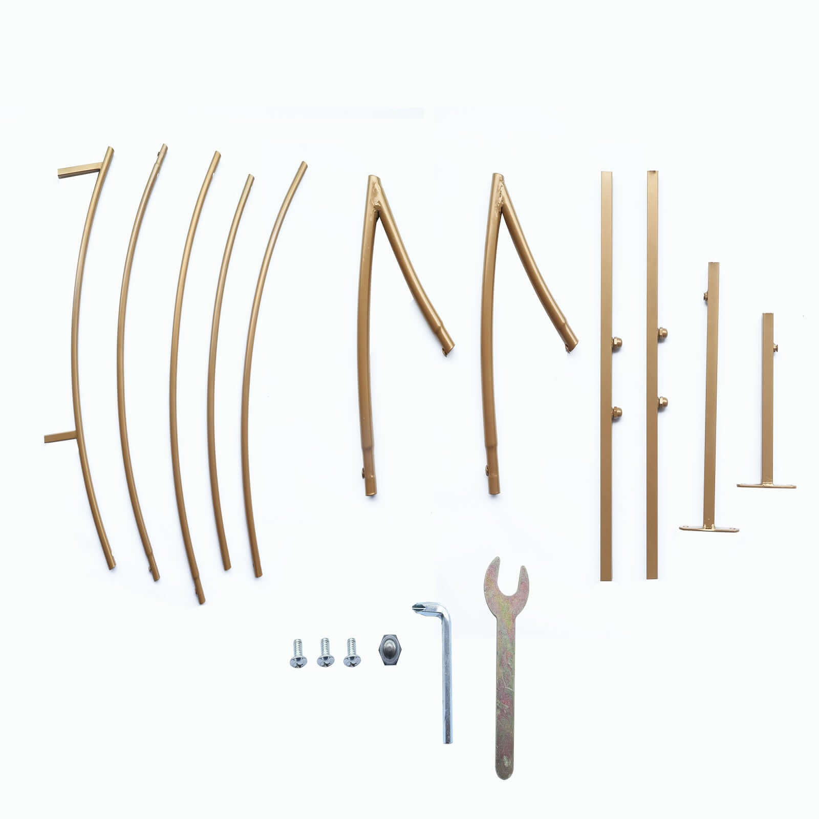 6.5ft Gold Metal Crescent Moon Wedding Arch Backdrop Stand, Curved Arbor Floral Balloon Frame with Sturdy Base - Bell Racket Store