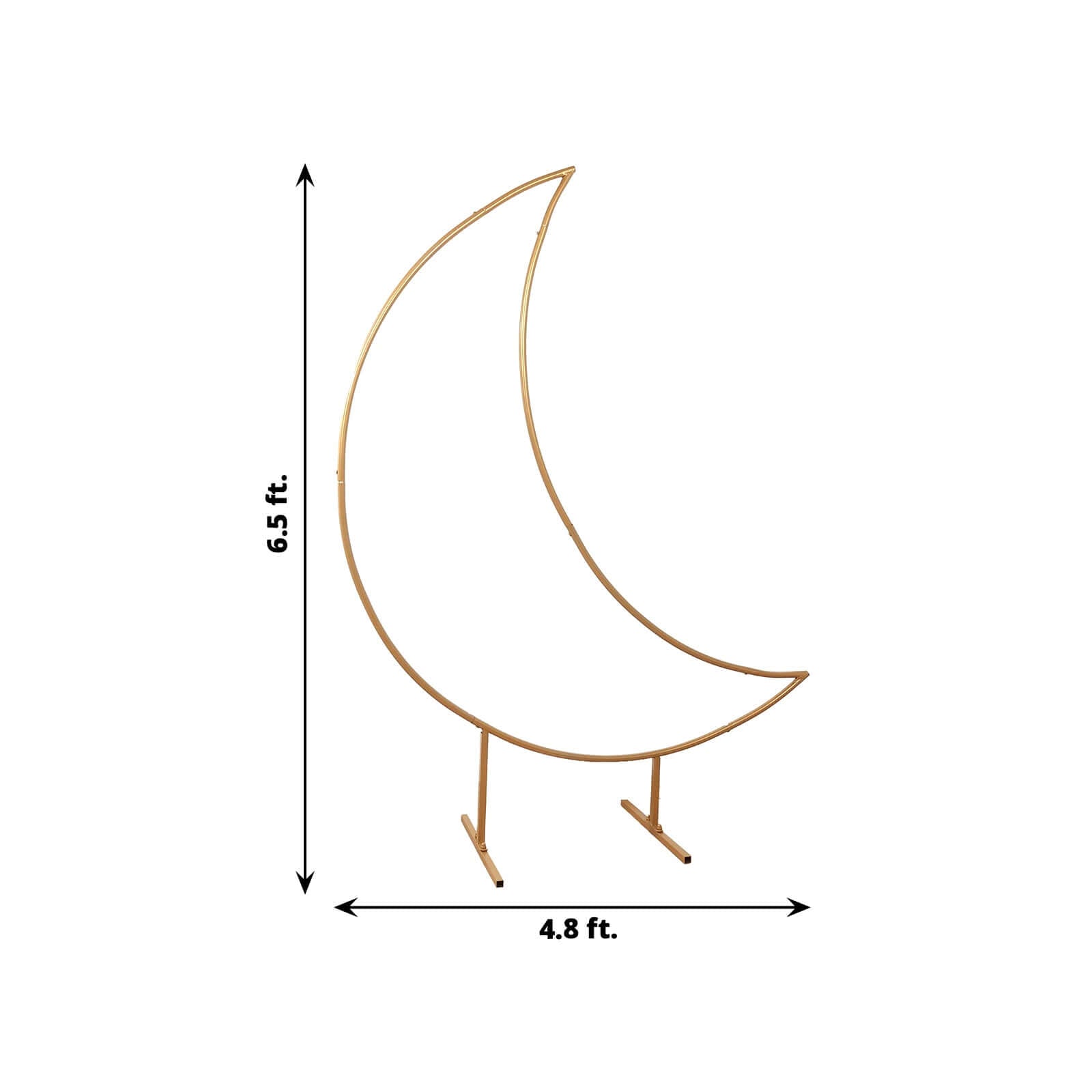 6.5ft Gold Metal Crescent Moon Wedding Arch Backdrop Stand, Curved Arbor Floral Balloon Frame with Sturdy Base - Bell Racket Store
