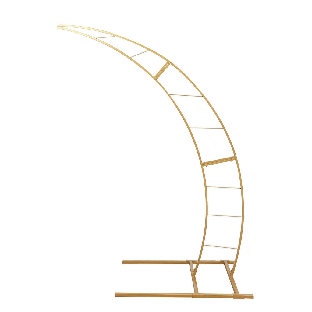 6.5ft Gold Metal Half Crescent Moon Wedding Arbor Frame, Curved Design Arch Flower Balloon Stand - Bell Racket Store