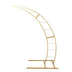 6.5ft Gold Metal Half Crescent Moon Wedding Arbor Frame, Curved Design Arch Flower Balloon Stand - Bell Racket Store