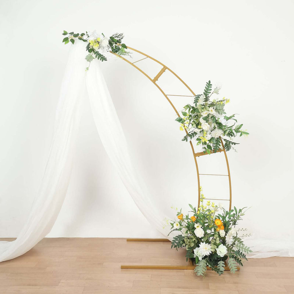 6.5ft Gold Metal Half Crescent Moon Wedding Arbor Frame, Curved Design Arch Flower Balloon Stand - Bell Racket Store