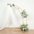 6.5ft Gold Metal Half Crescent Moon Wedding Arbor Frame, Curved Design Arch Flower Balloon Stand - Bell Racket Store