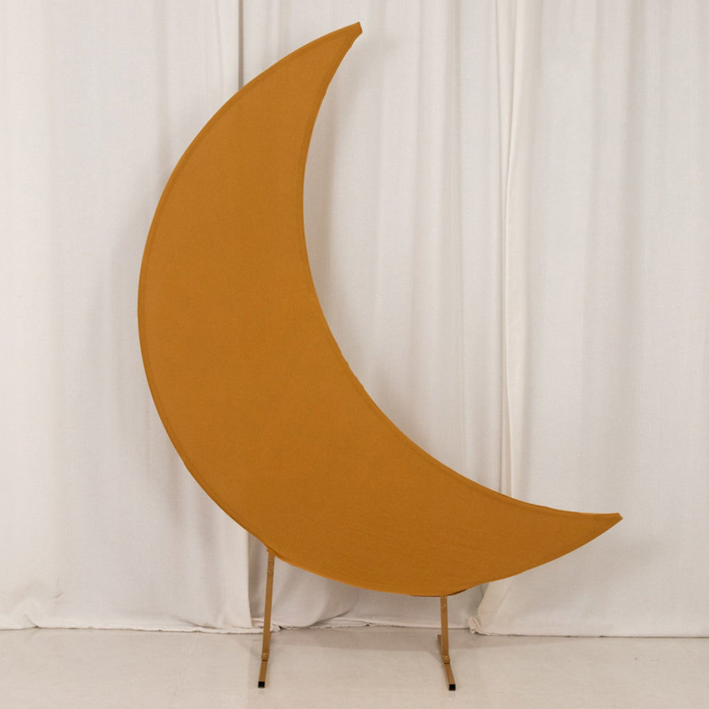 6.5ft Gold Spandex Crescent Moon Chiara Backdrop Stand Cover, Custom Stretch Fitted Wedding Arch Cover - Bell Racket Store