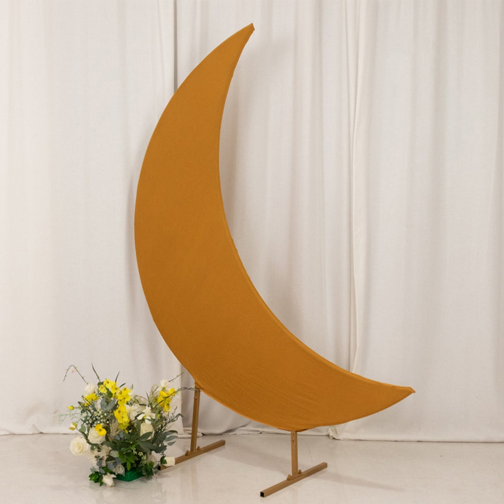 6.5ft Gold Spandex Crescent Moon Chiara Backdrop Stand Cover, Custom Stretch Fitted Wedding Arch Cover - Bell Racket Store