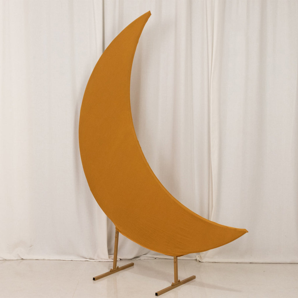 6.5ft Gold Spandex Crescent Moon Chiara Backdrop Stand Cover, Custom Stretch Fitted Wedding Arch Cover - Bell Racket Store