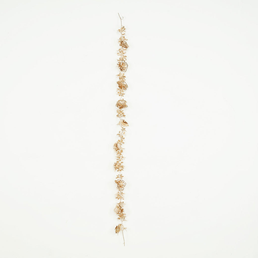 6.5ft Metallic Gold Artificial Flower Garland - Magnolia & Jasmine Hanging Vine for Table, Arch & Backdrop Decor - Bell Racket Store