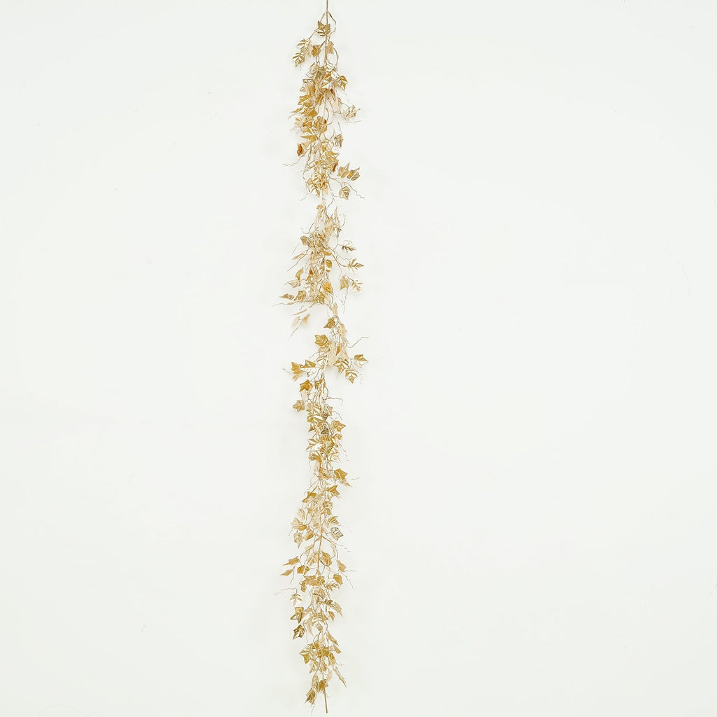 6.5ft Metallic Gold Artificial Ivy Leaves Garland - Hanging Vine for Table, Arch & Backdrop Decor - Bell Racket Store