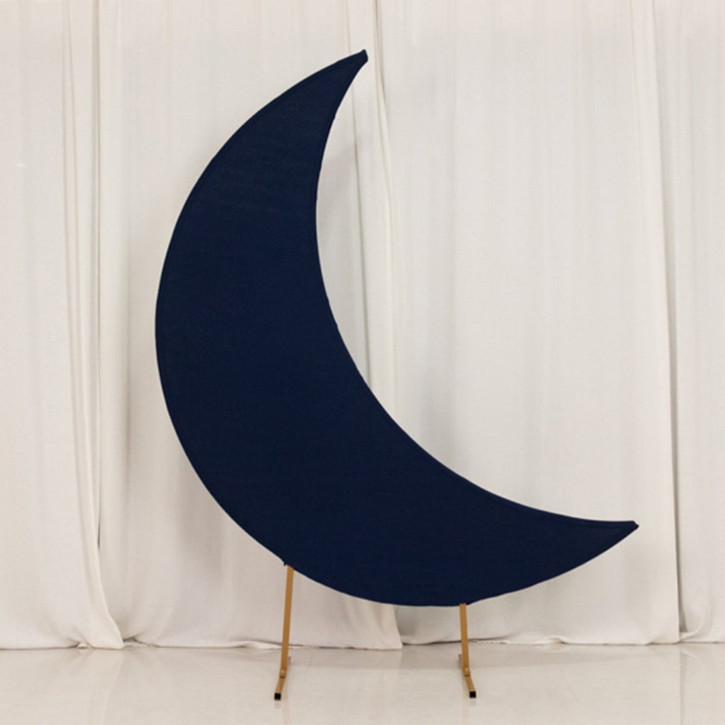 6.5ft Navy Blue Spandex Crescent Moon Chiara Backdrop Stand Cover, Custom Stretch Fitted Wedding Arch Cover - Bell Racket Store