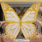 6.5ft White Gold Giant Butterfly Backdrop Party Prop, Free Standing Foamboard Monarch Butterfly Wings Photo Background - Bell Racket Store