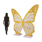 6.5ft White Gold Giant Butterfly Backdrop Party Prop, Free Standing Foamboard Monarch Butterfly Wings Photo Background - Bell Racket Store
