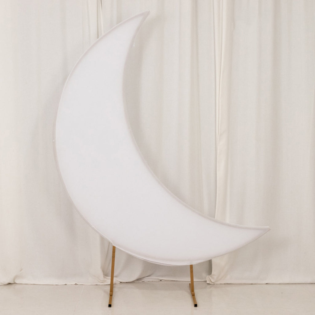 6.5ft White Spandex Crescent Moon Chiara Backdrop Stand Cover, Custom Stretch Fitted Wedding Arch Cover - Bell Racket Store