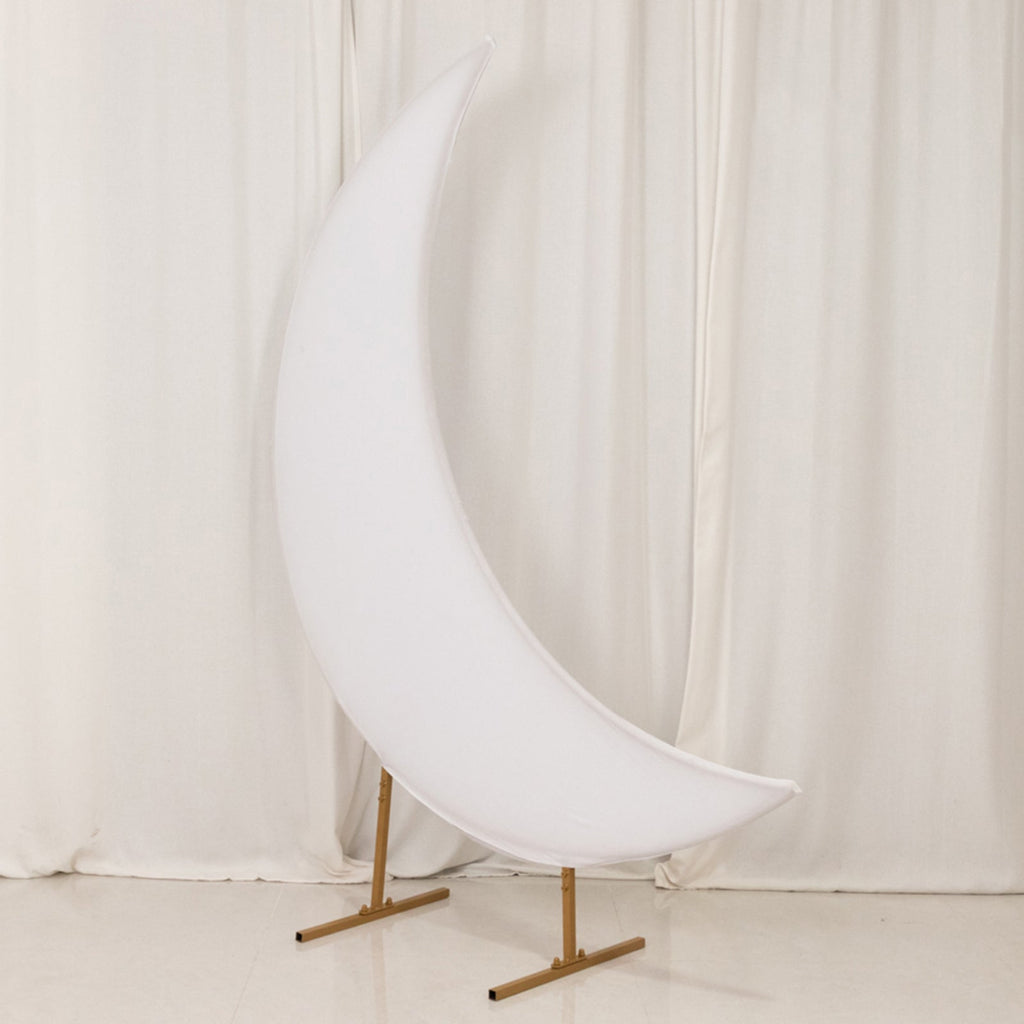 6.5ft White Spandex Crescent Moon Chiara Backdrop Stand Cover, Custom Stretch Fitted Wedding Arch Cover - Bell Racket Store