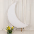 6.5ft White Spandex Crescent Moon Chiara Backdrop Stand Cover, Custom Stretch Fitted Wedding Arch Cover - Bell Racket Store