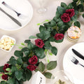 6ft 20 Burgundy Artificial Silk Roses Flower Garland, Hanging Vine