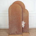 6ft Antique Gold Shimmer Tinsel Spandex Chiara Backdrop Stand Cover For Fitted Round Top Wedding Arch
