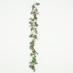 6ft Artificial Eucalyptus Garland with Blush/Dusty Rose Silk Roses â€“ Faux Greenery Vine - Bell Racket Store