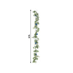 6ft Artificial Eucalyptus Garland with Royal Blue/Light Blue Silk Roses â€“ Faux Greenery Vine - Bell Racket Store