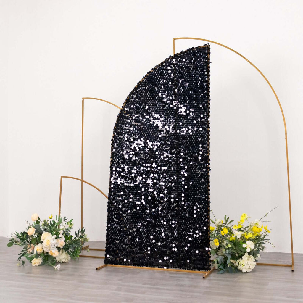 6ft Black Double Sided Big Payette Sequin Chiara Wedding Arch Cover For Half Moon Backdrop Stand - Bell Racket Store