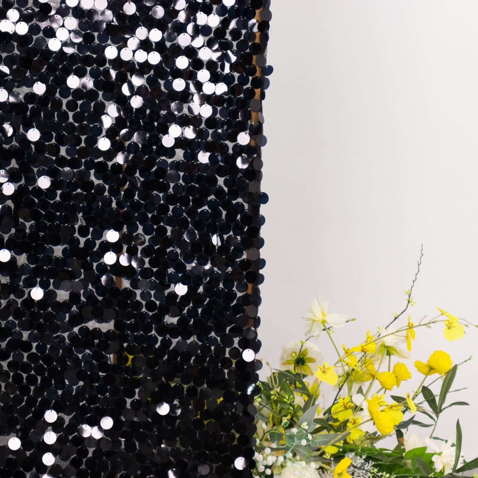 6ft Black Double Sided Big Payette Sequin Chiara Wedding Arch Cover For Half Moon Backdrop Stand - Bell Racket Store