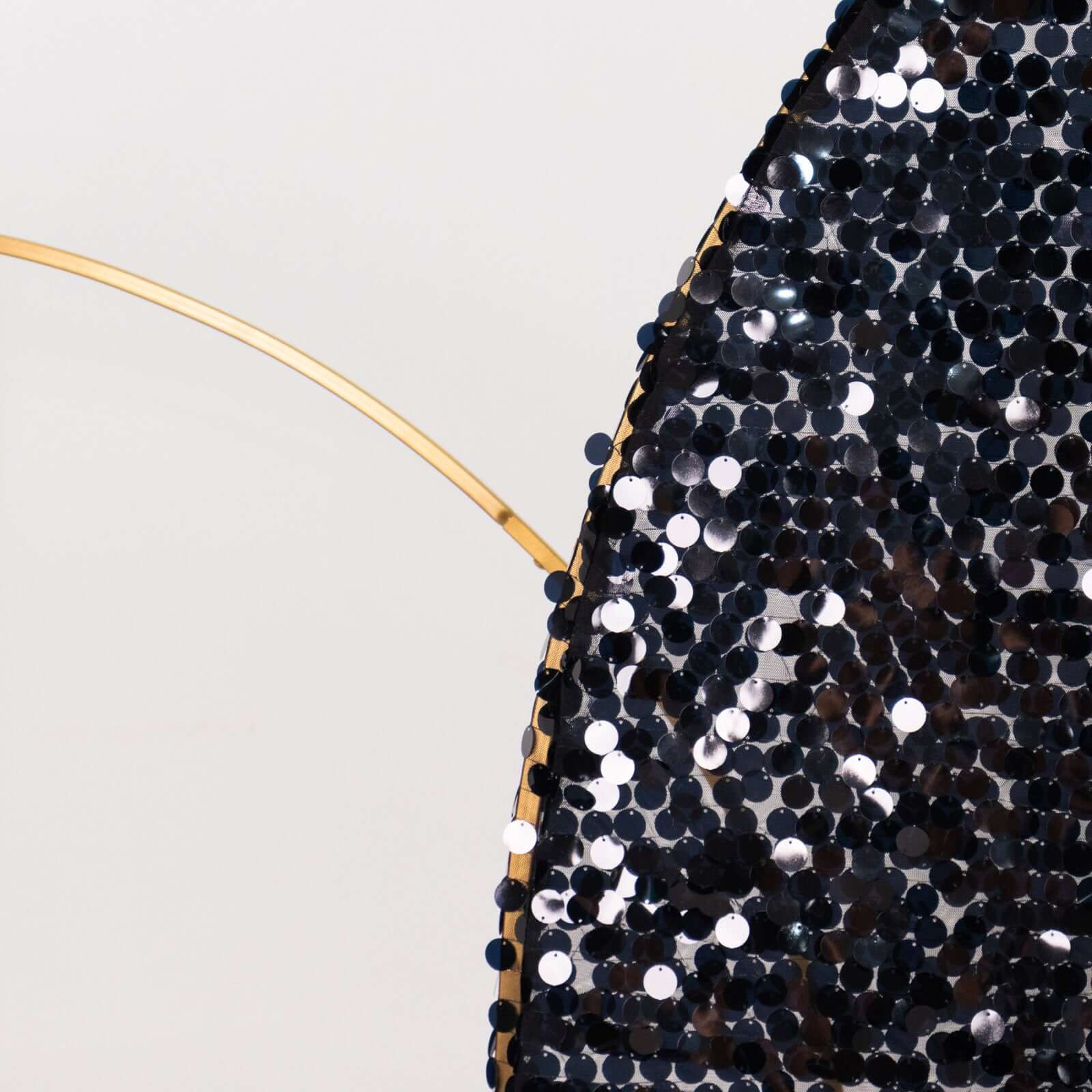 6ft Black Double Sided Big Payette Sequin Chiara Wedding Arch Cover For Half Moon Backdrop Stand - Bell Racket Store