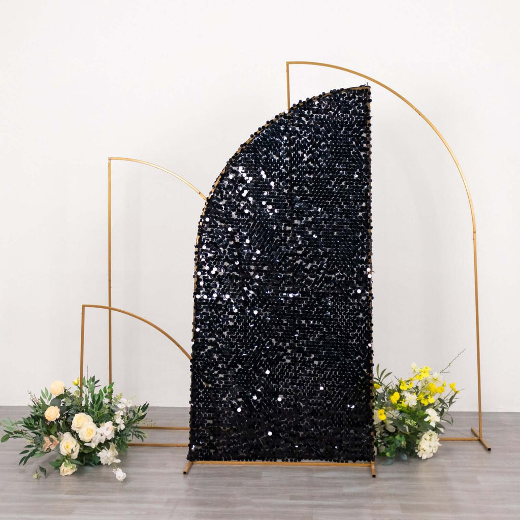 6ft Black Double Sided Big Payette Sequin Chiara Wedding Arch Cover For Half Moon Backdrop Stand - Bell Racket Store