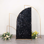 6ft Black Double Sided Big Payette Sequin Chiara Wedding Arch Cover For Half Moon Backdrop Stand - Bell Racket Store