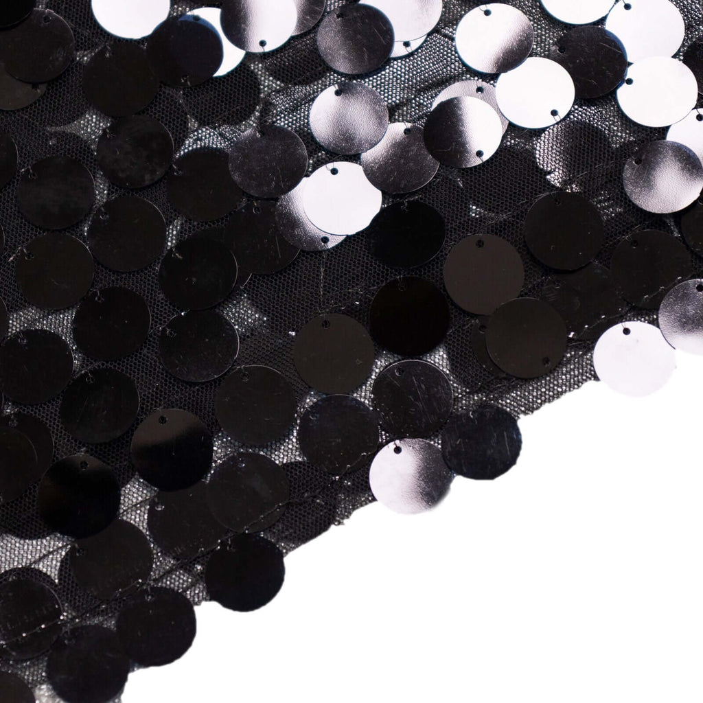 6ft Black Double Sided Big Payette Sequin Chiara Wedding Arch Cover For Half Moon Backdrop Stand - Bell Racket Store