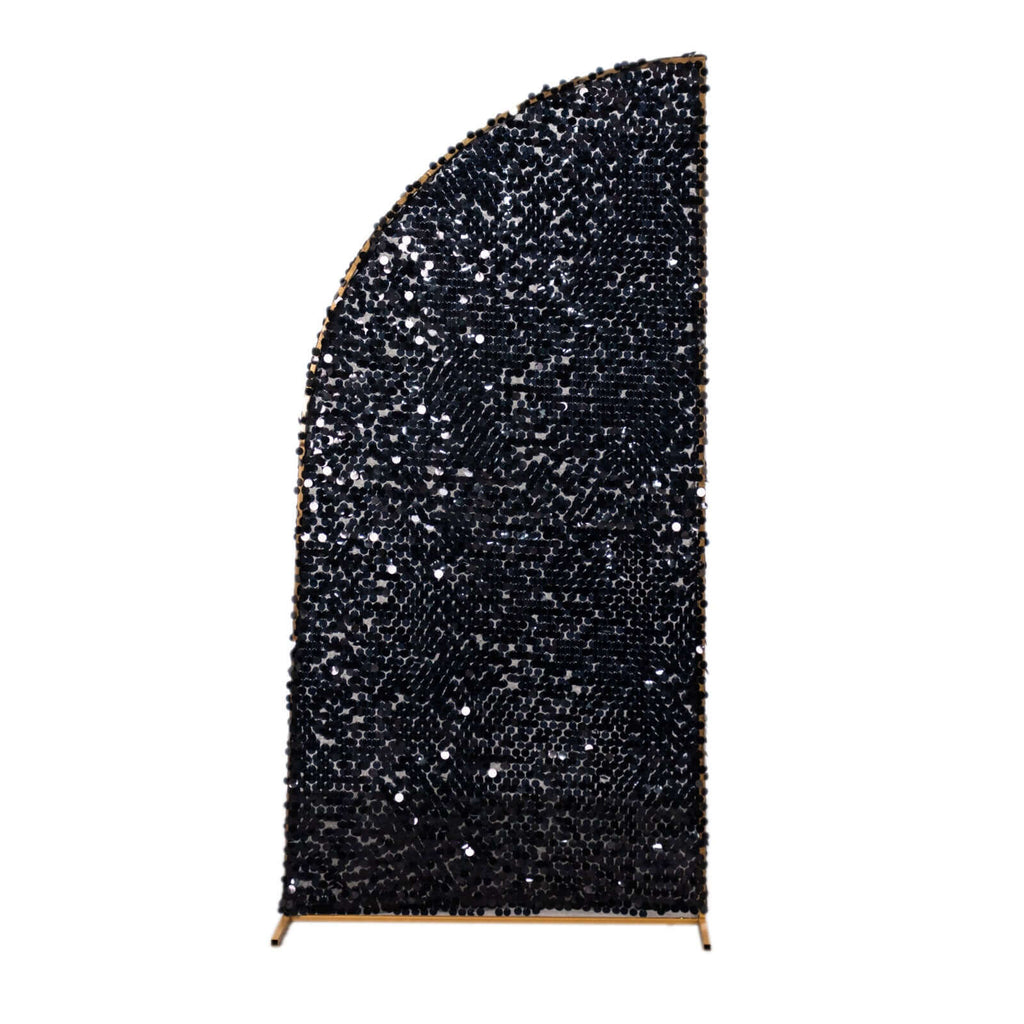 6ft Black Double Sided Big Payette Sequin Chiara Wedding Arch Cover For Half Moon Backdrop Stand - Bell Racket Store