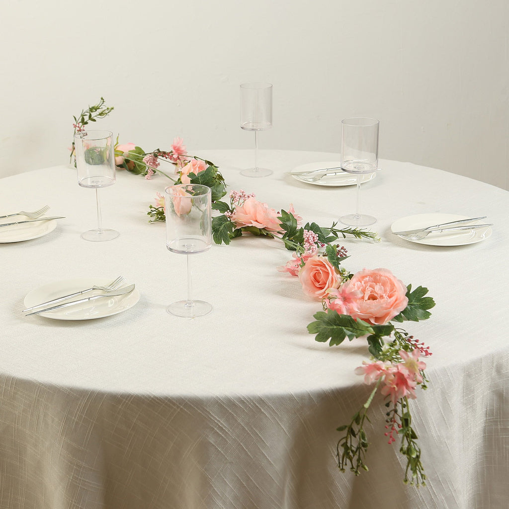 6ft Blush Silk Rose Peony Flower Garland, Mixed Floral Greenery Garland Artificial Hanging Vine - Bell Racket Store