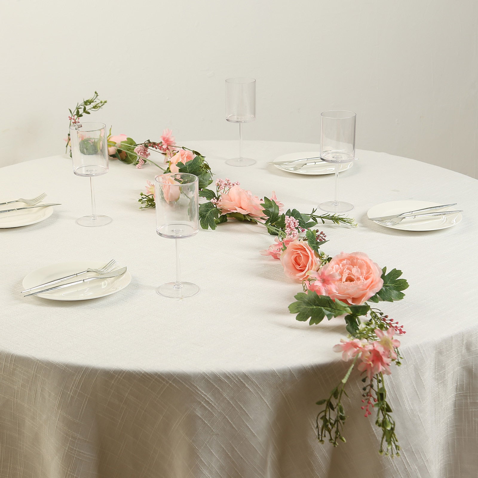 6ft Blush Silk Rose Peony Flower Garland, Mixed Floral Greenery Garland Artificial Hanging Vine - Bell Racket Store