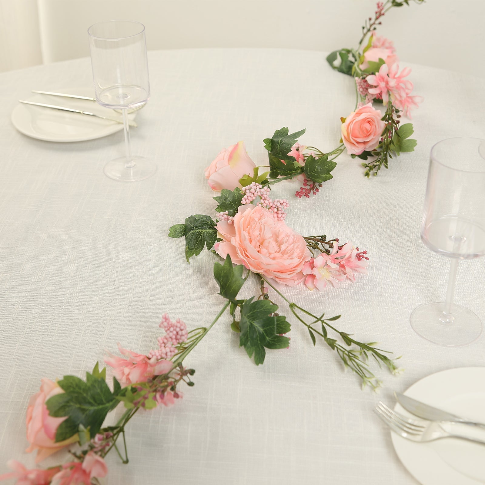 6ft Blush Silk Rose Peony Flower Garland, Mixed Floral Greenery Garland Artificial Hanging Vine - Bell Racket Store