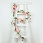 6ft Blush Silk Rose Peony Flower Garland, Mixed Floral Greenery Garland Artificial Hanging Vine - Bell Racket Store