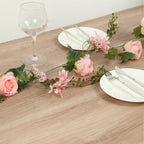 6ft Blush Silk Rose Peony Flower Garland, Mixed Floral Greenery Garland Artificial Hanging Vine - Bell Racket Store