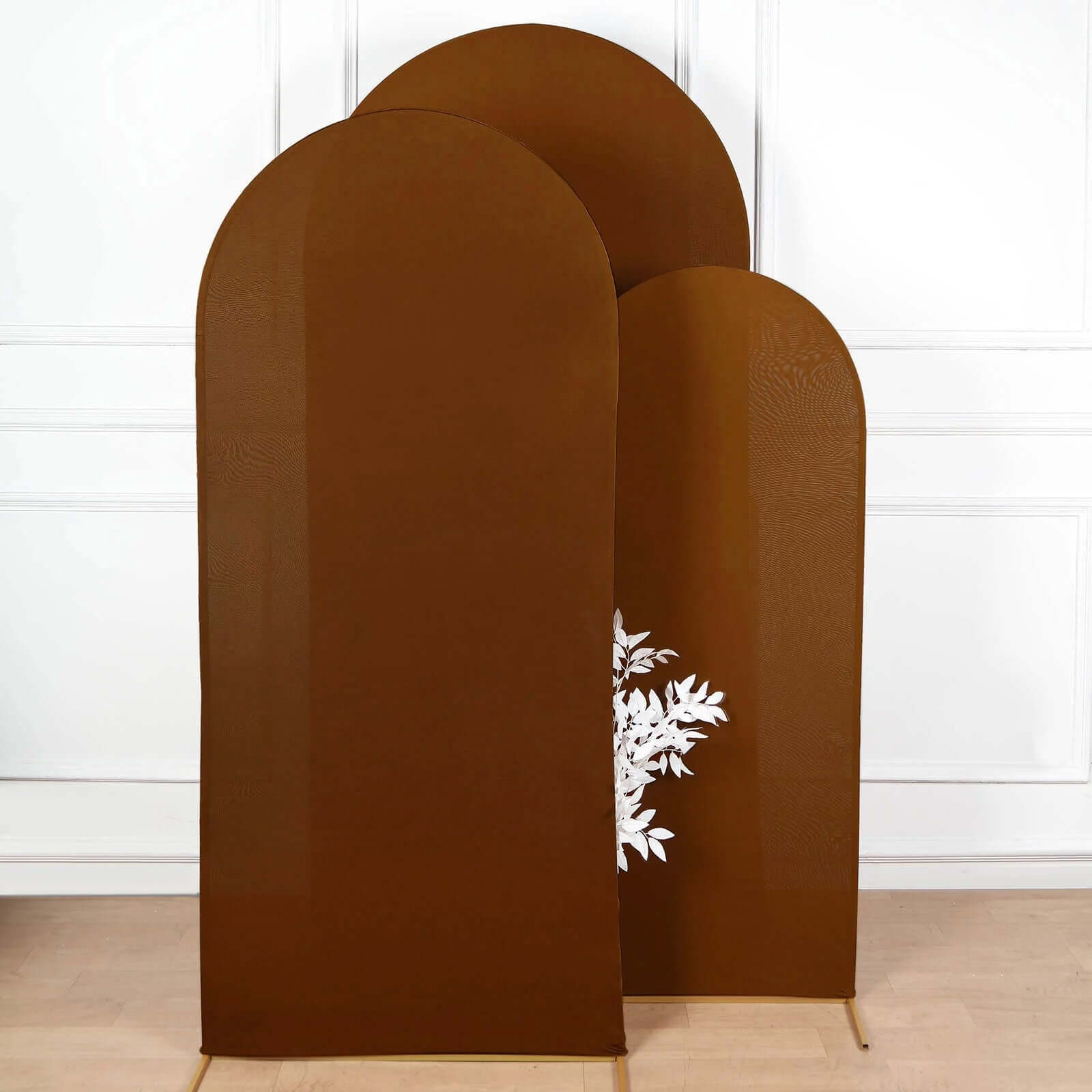 6ft Cinnamon Brown Spandex Fitted Chiara Backdrop Stand Cover For Round Top Wedding Arch - Bell Racket Store