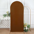 6ft Cinnamon Brown Spandex Fitted Chiara Backdrop Stand Cover For Round Top Wedding Arch - Bell Racket Store