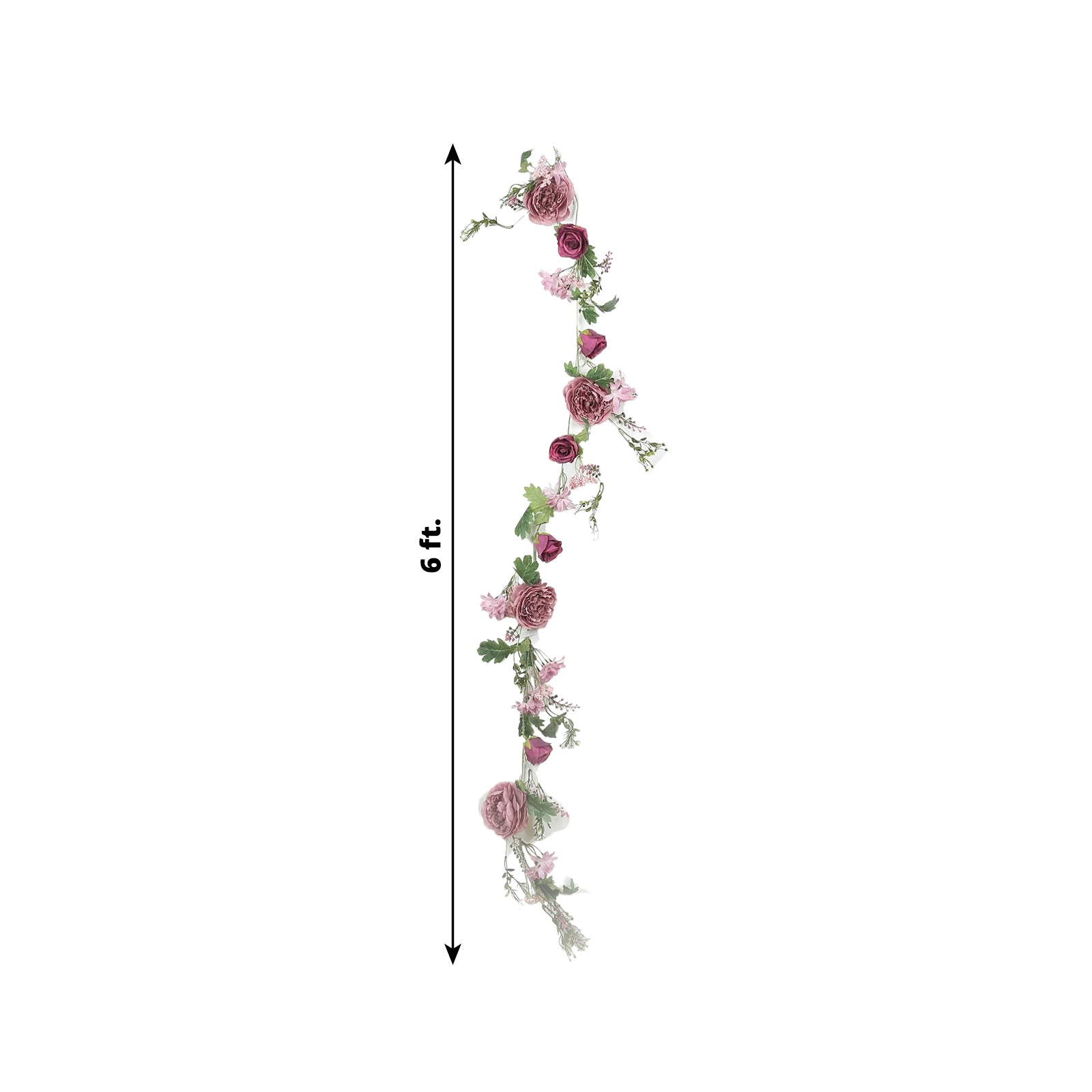 6ft Dusty Rose Silk Rose Peony Flower Garland, Mixed Floral Greenery Garland Artificial Hanging Vine - Bell Racket Store