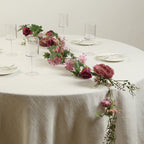 6ft Dusty Rose Silk Rose Peony Flower Garland, Mixed Floral Greenery Garland Artificial Hanging Vine - Bell Racket Store