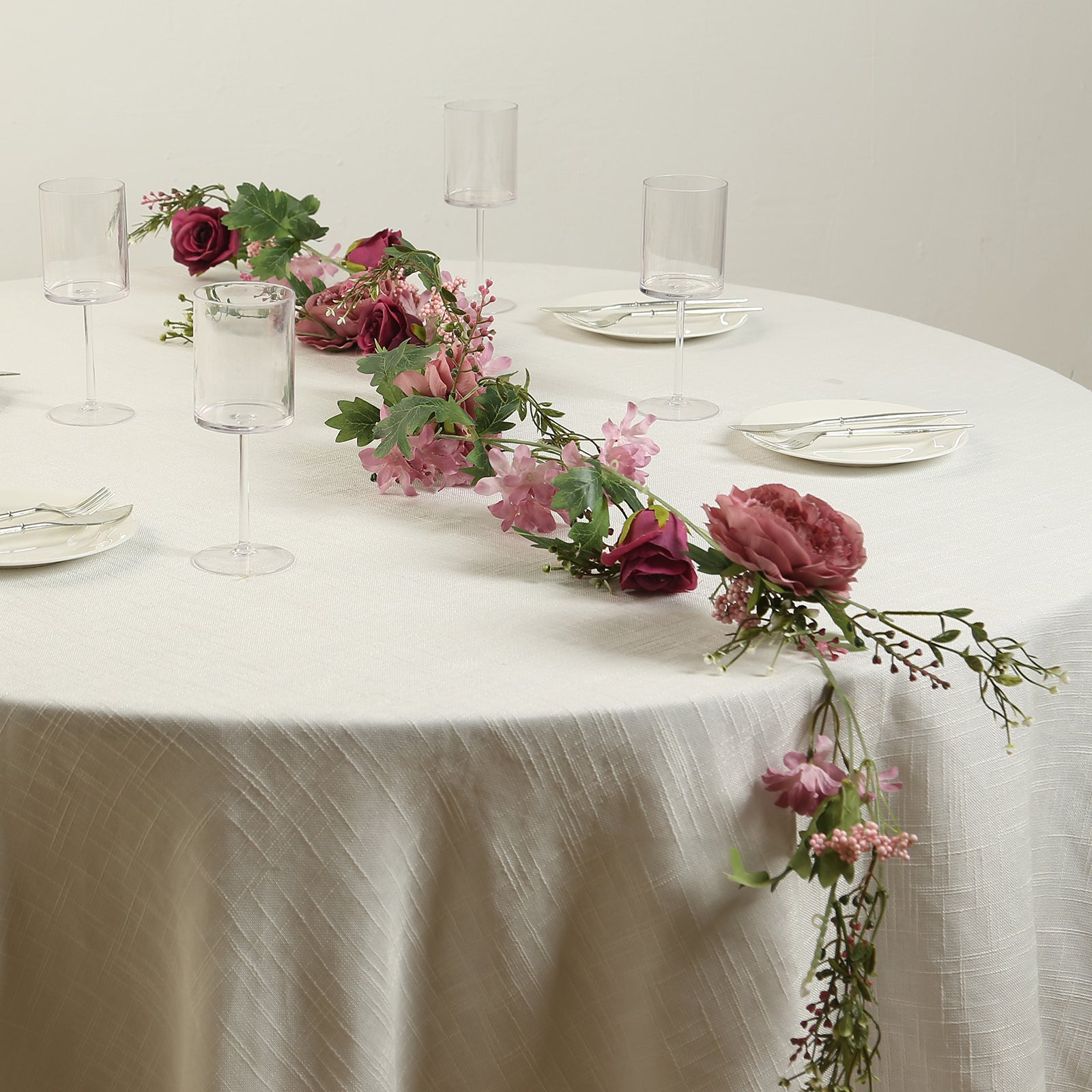 6ft Dusty Rose Silk Rose Peony Flower Garland, Mixed Floral Greenery Garland Artificial Hanging Vine - Bell Racket Store