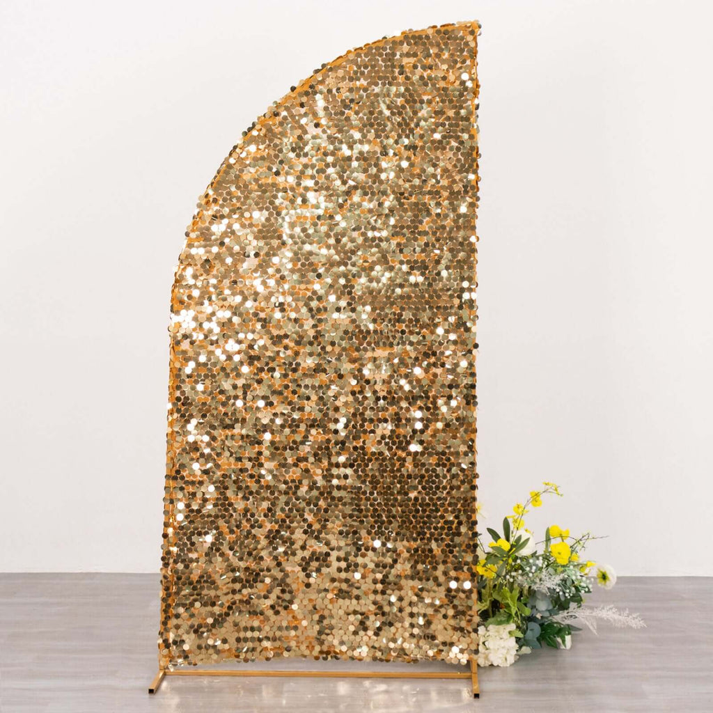 6ft Gold Double Sided Big Payette Sequin Chiara Wedding Arch Cover For Half Moon Backdrop Stand - Bell Racket Store