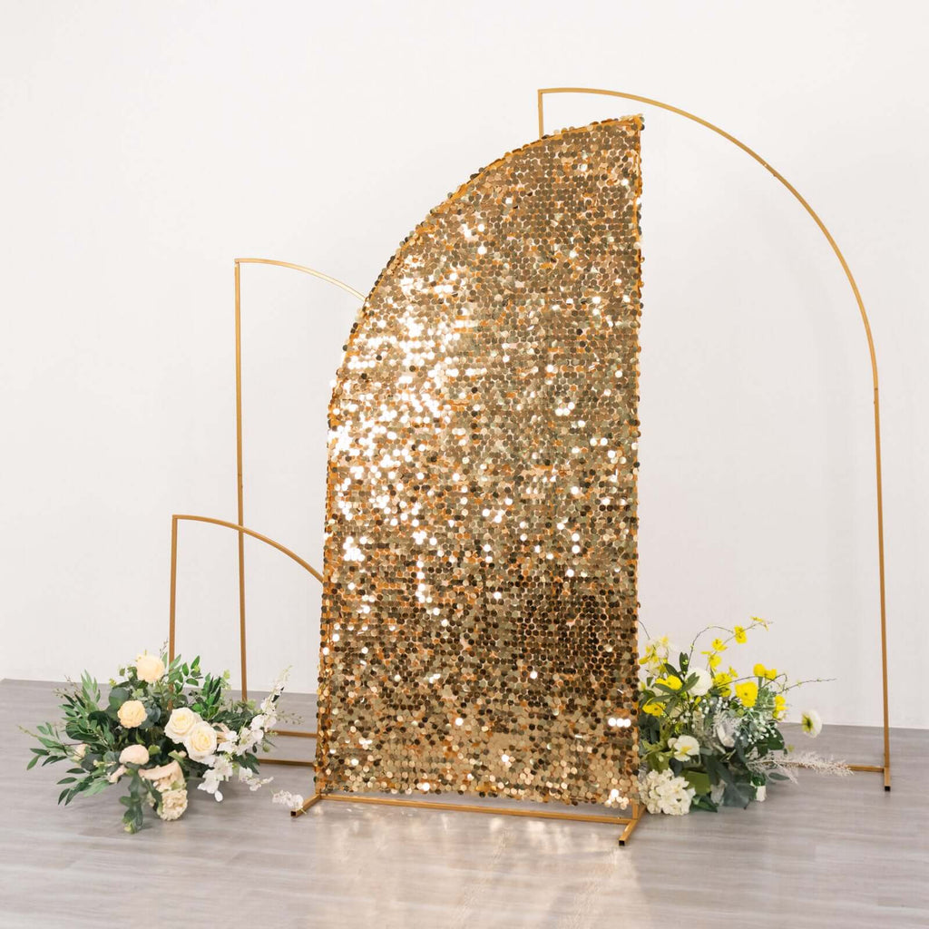 6ft Gold Double Sided Big Payette Sequin Chiara Wedding Arch Cover For Half Moon Backdrop Stand - Bell Racket Store