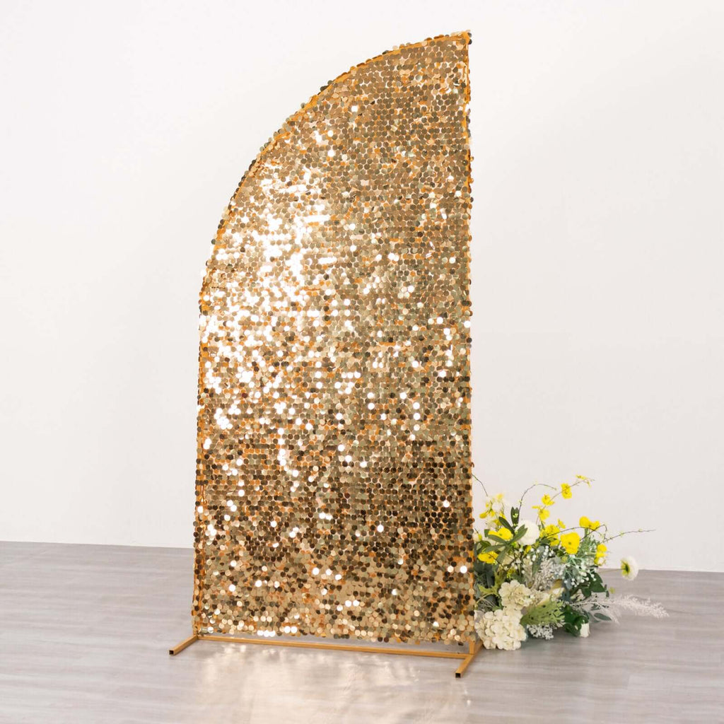 6ft Gold Double Sided Big Payette Sequin Chiara Wedding Arch Cover For Half Moon Backdrop Stand - Bell Racket Store