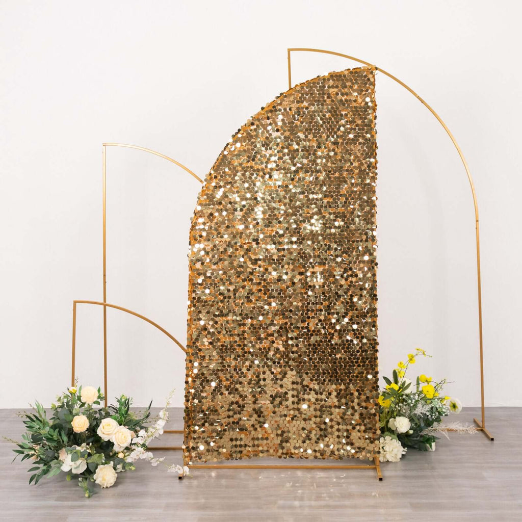 6ft Gold Double Sided Big Payette Sequin Chiara Wedding Arch Cover For Half Moon Backdrop Stand - Bell Racket Store