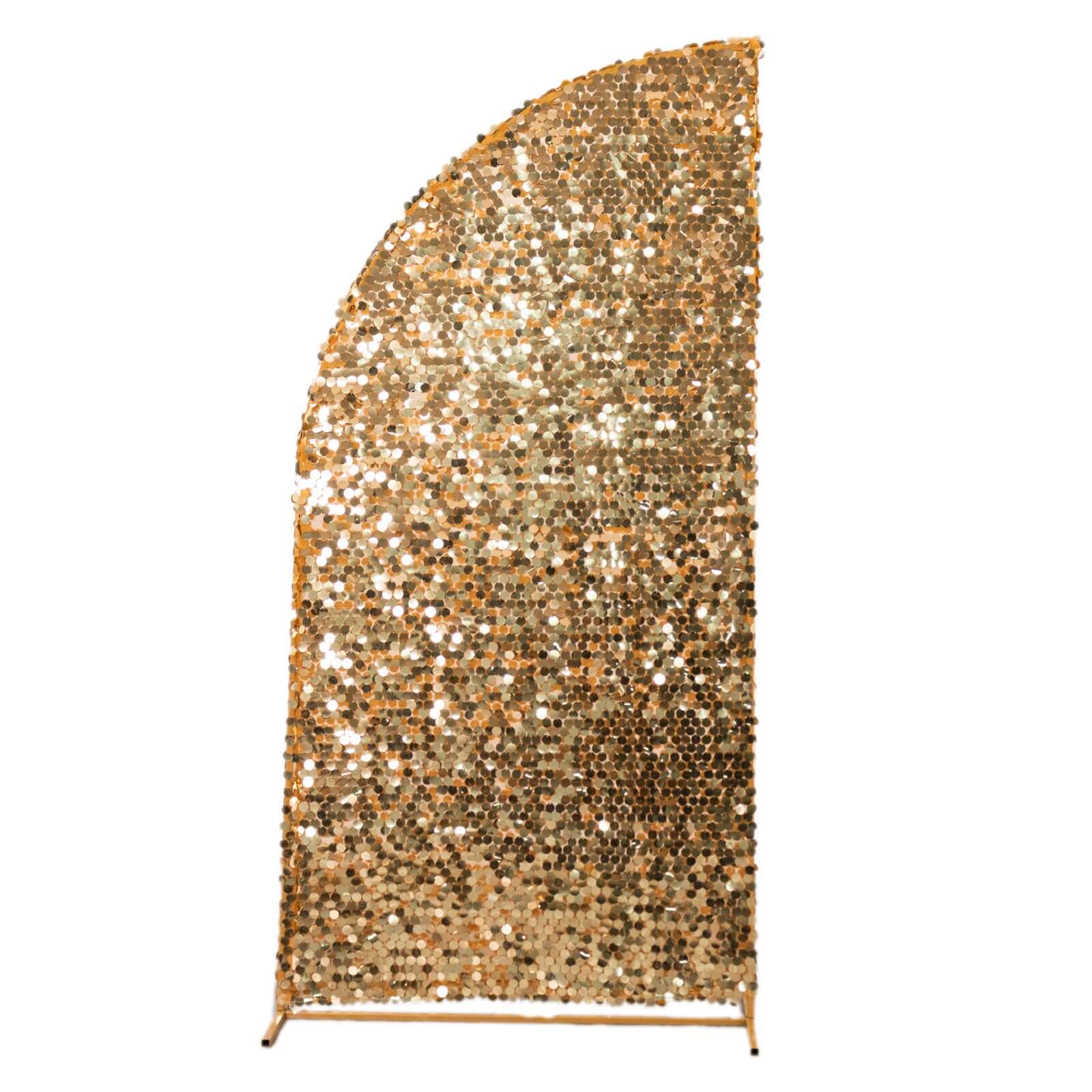 6ft Gold Double Sided Big Payette Sequin Chiara Wedding Arch Cover For Half Moon Backdrop Stand - Bell Racket Store
