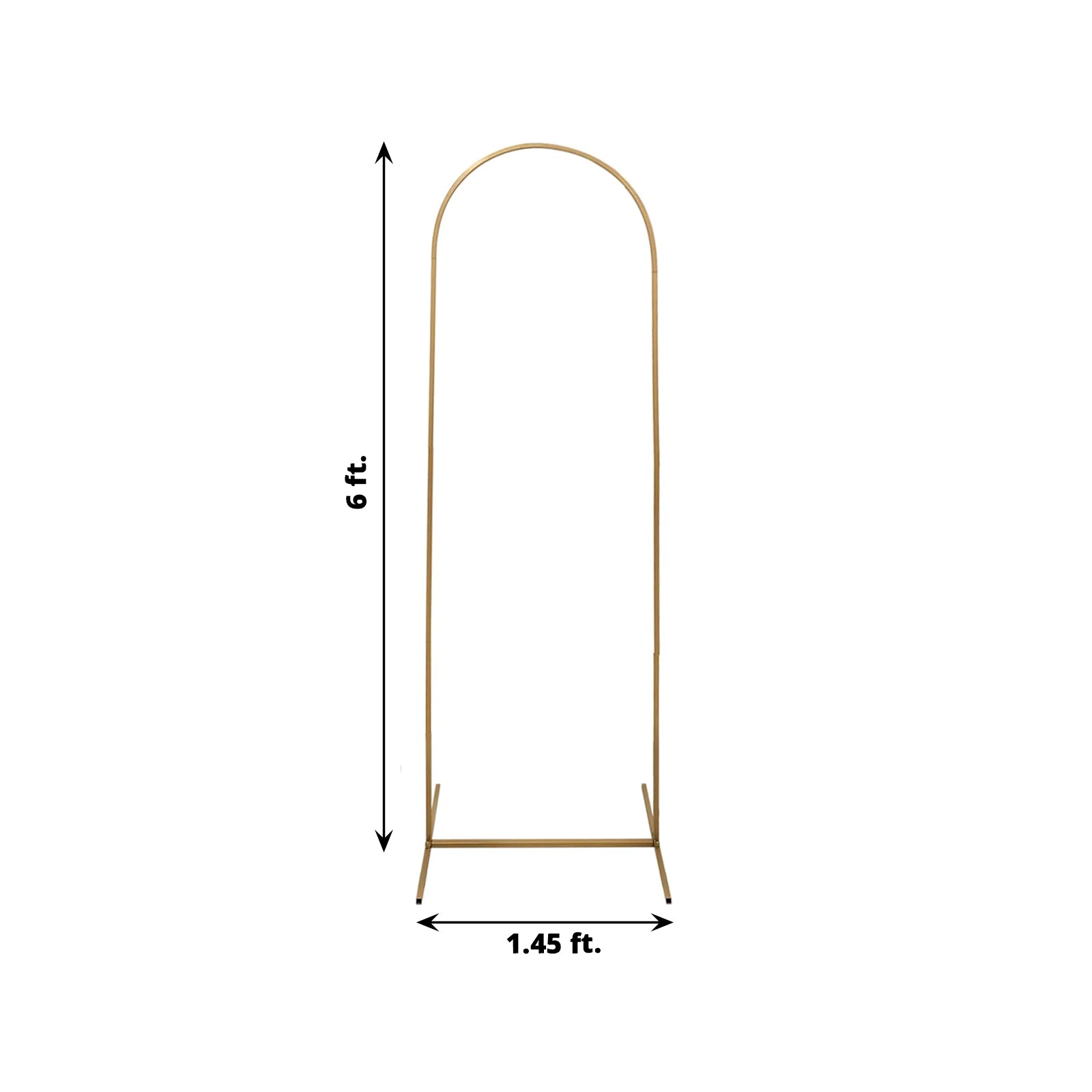 6ft Gold Metal Round Top Chiara Wedding Arch Backdrop Stand, Rectangular Floral Balloon Frame Ceremony Arbor - Bell Racket Store