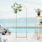 6ft Gold Metal Round Top Chiara Wedding Arch Backdrop Stand, Rectangular Floral Balloon Frame Ceremony Arbor - Bell Racket Store