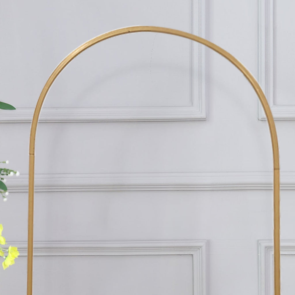 6ft Gold Metal Round Top Chiara Wedding Arch Backdrop Stand, Rectangular Floral Balloon Frame Ceremony Arbor - Bell Racket Store