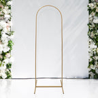 6ft Gold Metal Round Top Chiara Wedding Arch Backdrop Stand, Rectangular Floral Balloon Frame Ceremony Arbor - Bell Racket Store