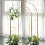 6ft Gold Metal Round Top Chiara Wedding Arch Backdrop Stand, Rectangular Floral Balloon Frame Ceremony Arbor - Bell Racket Store