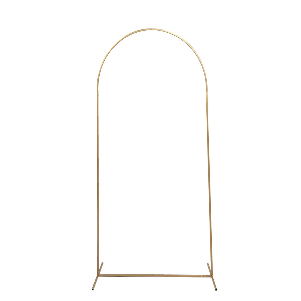 6ft Gold Metal Wedding Arch Chiara Backdrop Stand Floral Display Frame With Round Top - Bell Racket Store